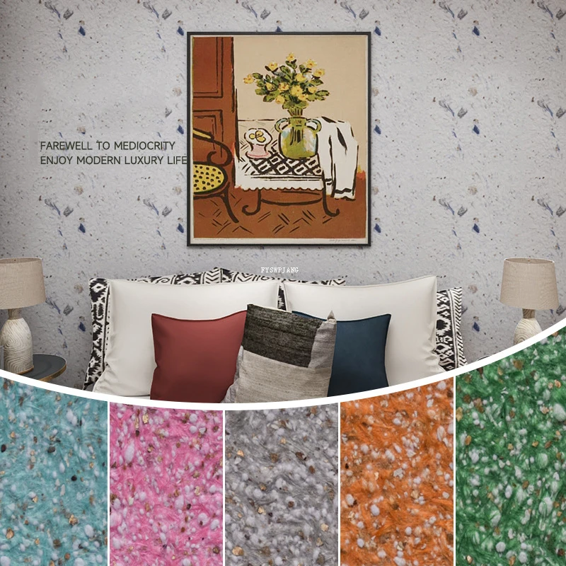 Plant Fiber Coating Wall Clothing Home Self-Brushing Ecological Breathable Wall Mud Paint Covering DIY Decoration