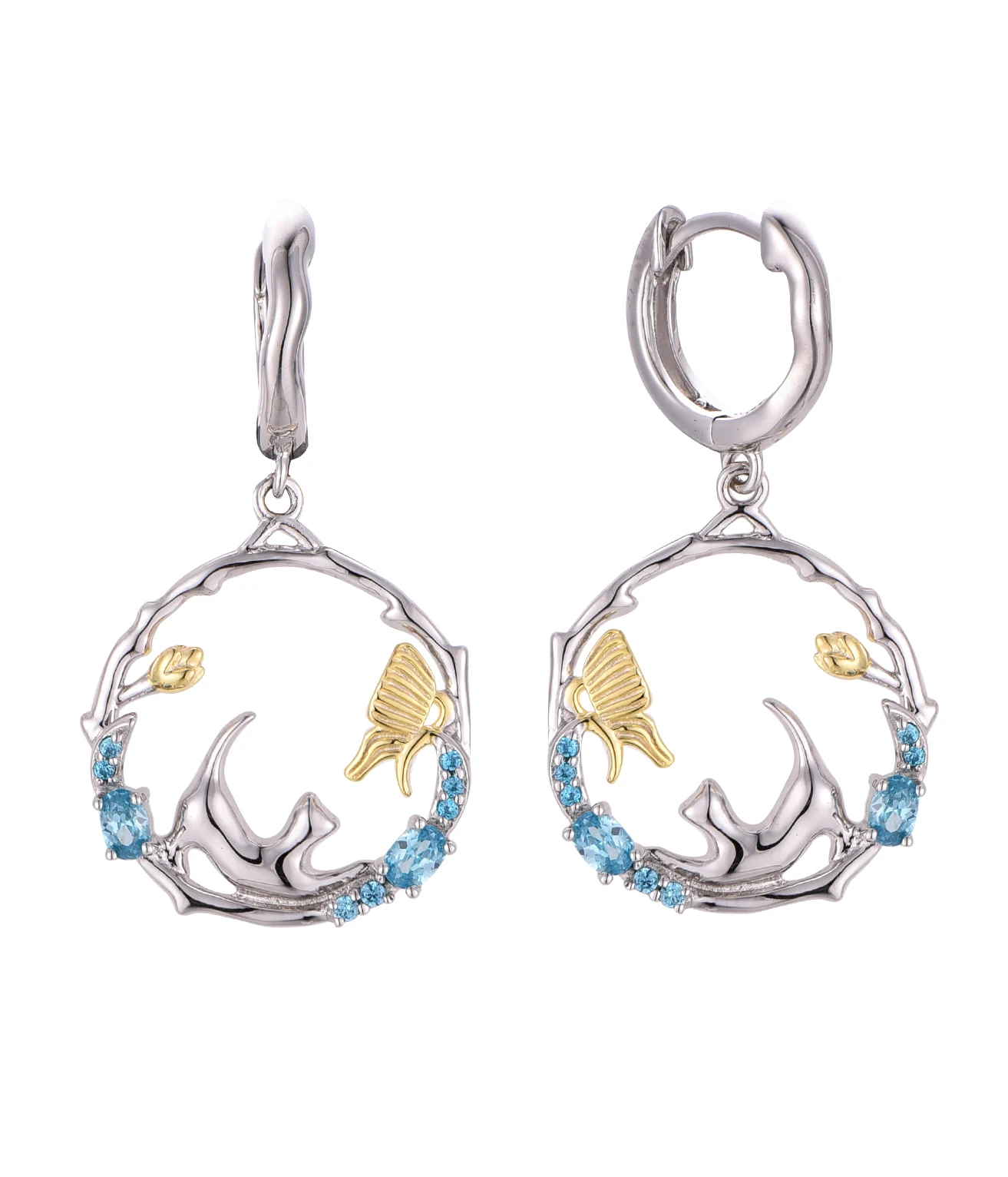 Fine Jewelry Women Cat Luxury 925 Silver Necklace Earrings Zirconia Jewelry Set - 3