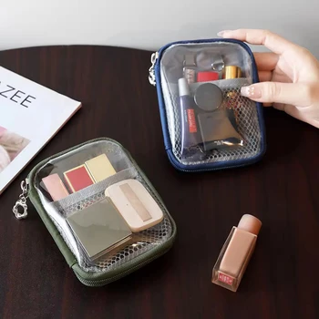 Astuccio Portatile per Rossetti, Pochette Cosmetica Trasparente per Ritocchi, Organizer da Viaggio per Cuffie Bluetooth e Cavi di Ricarica