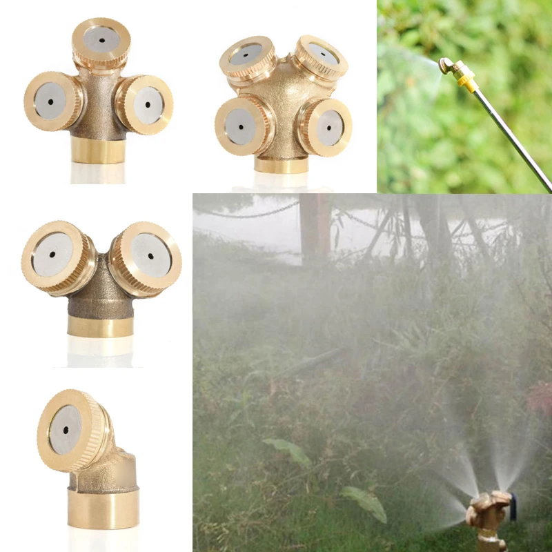 Gold Adjustable Brass Spray Misting Nozzle Garden Sprinklers Irrigation Irrigation Large Area Spray Hazy Mist