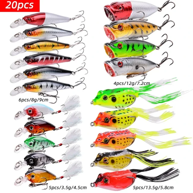 5pcs Popper Fishing Lure Set Mixing Colors Hard Bait Artificial Topwater  Bass Trout Wobbler Fishing Tackle with 2 Treble Hooks - AliExpress
