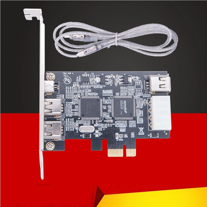 Description Picture 3 of itemPCI-e 1X IEEE 1394A 4 Port(3+1) Firewire Card Adapter PCIe PCI Express Internal 1394 A 6Pin To 4 Pin IEEE 1394 Cable For Desktop