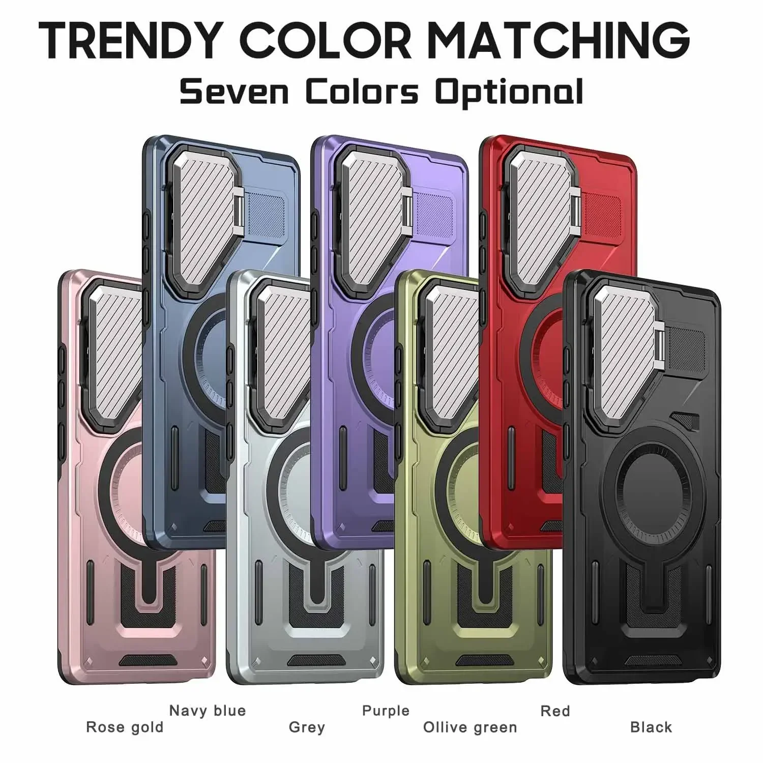 Magnetic Ring Stand Phone Case with 360-Degree Rotation and Enhanced Grip