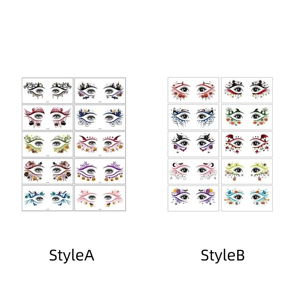 Pumpkin Ghost Skull Halloween Face Tattoo Cartoon Disposable Cheek Eyes Temporary Stickers Portable Waterproof