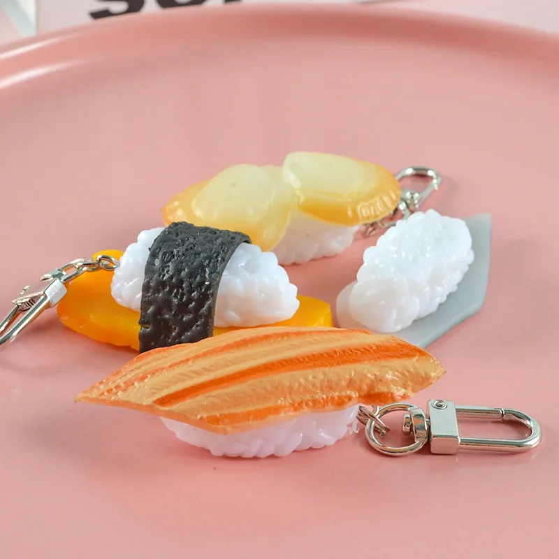 Simulated Sushi Keychain Creative Japanese Salmon Seafood Shrimp