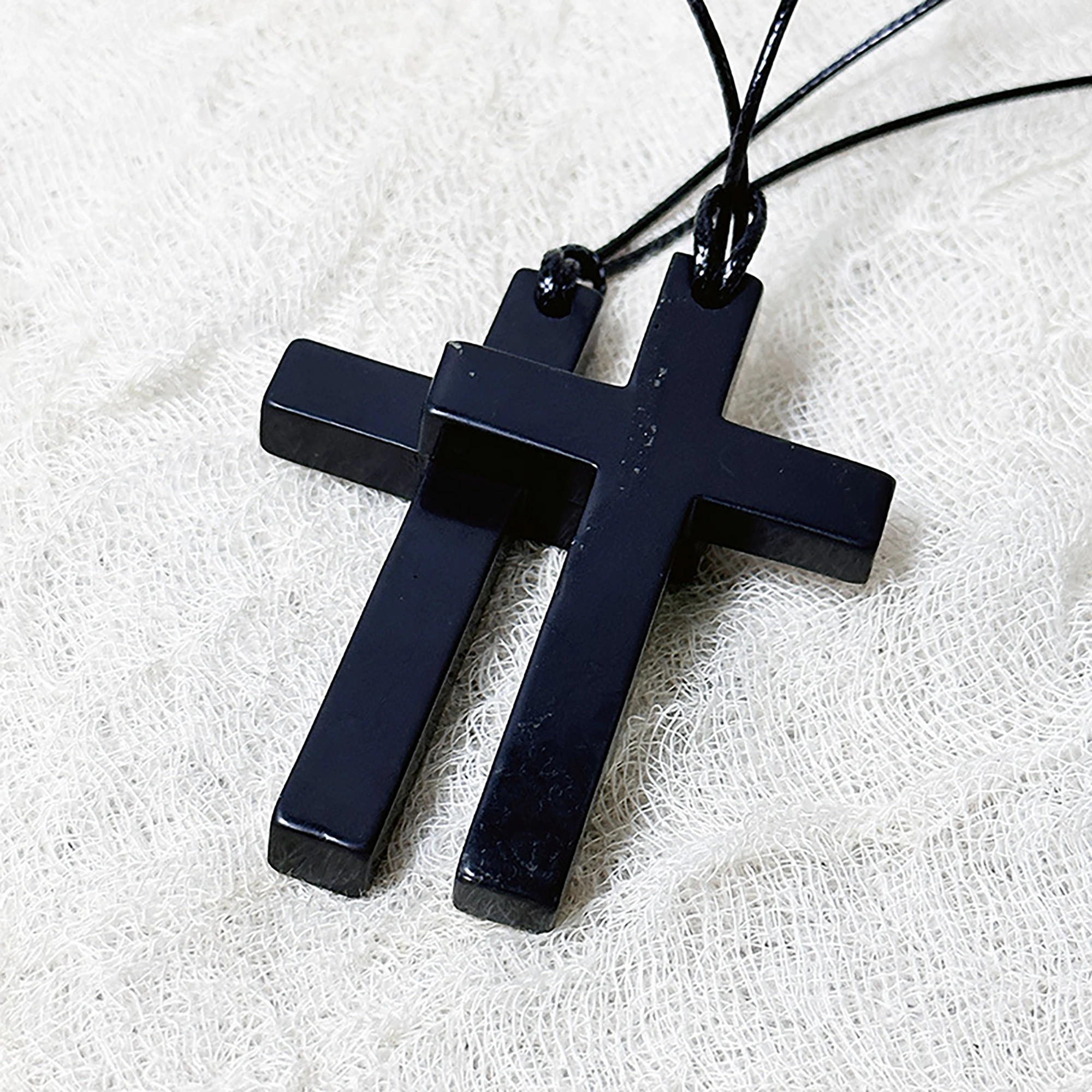 Karelian Heritage Shungite Cross Pendant, Natural Stone Jewelry Accessory for EMF Protection, Real Shungite Black Stone