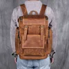 Retro Leather Backpack Men Crazy Horse Leather Large Capacity Multifunctional Outdoor Travel Backpack 3
