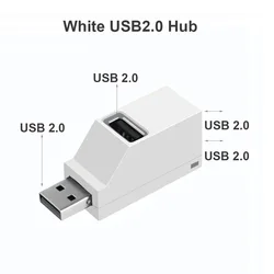 High - Speed 3 - Port USB 3.0 Hub Adapter for Seamless Data Transfer (White - USB2.0)
