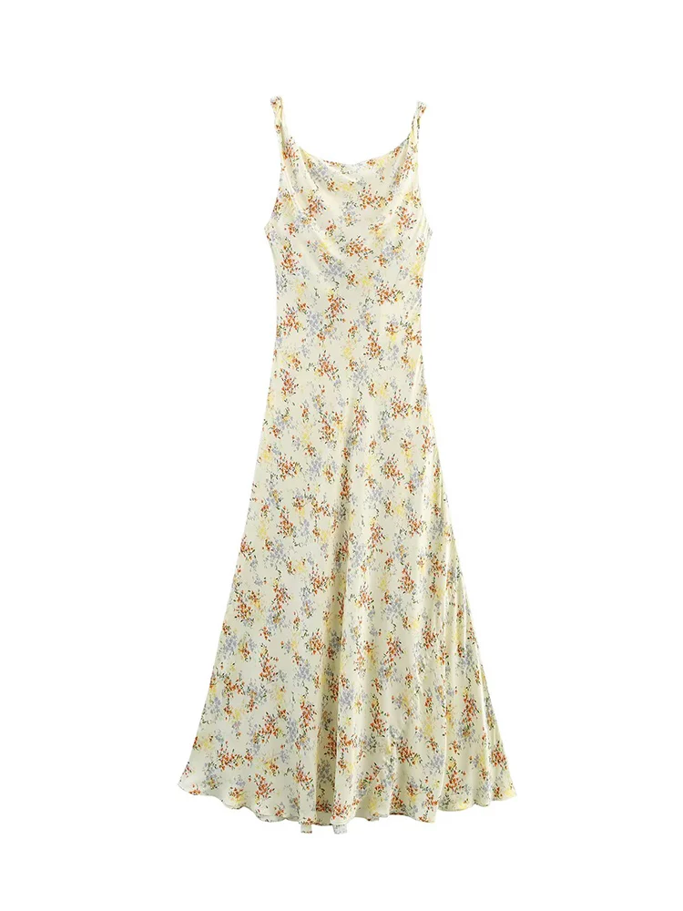 TFMLN Women's A-line Sexy Dress Temperament Elegant Floral Printed Party Holiday Sleeveless Long Dress 2025 Summer Women New