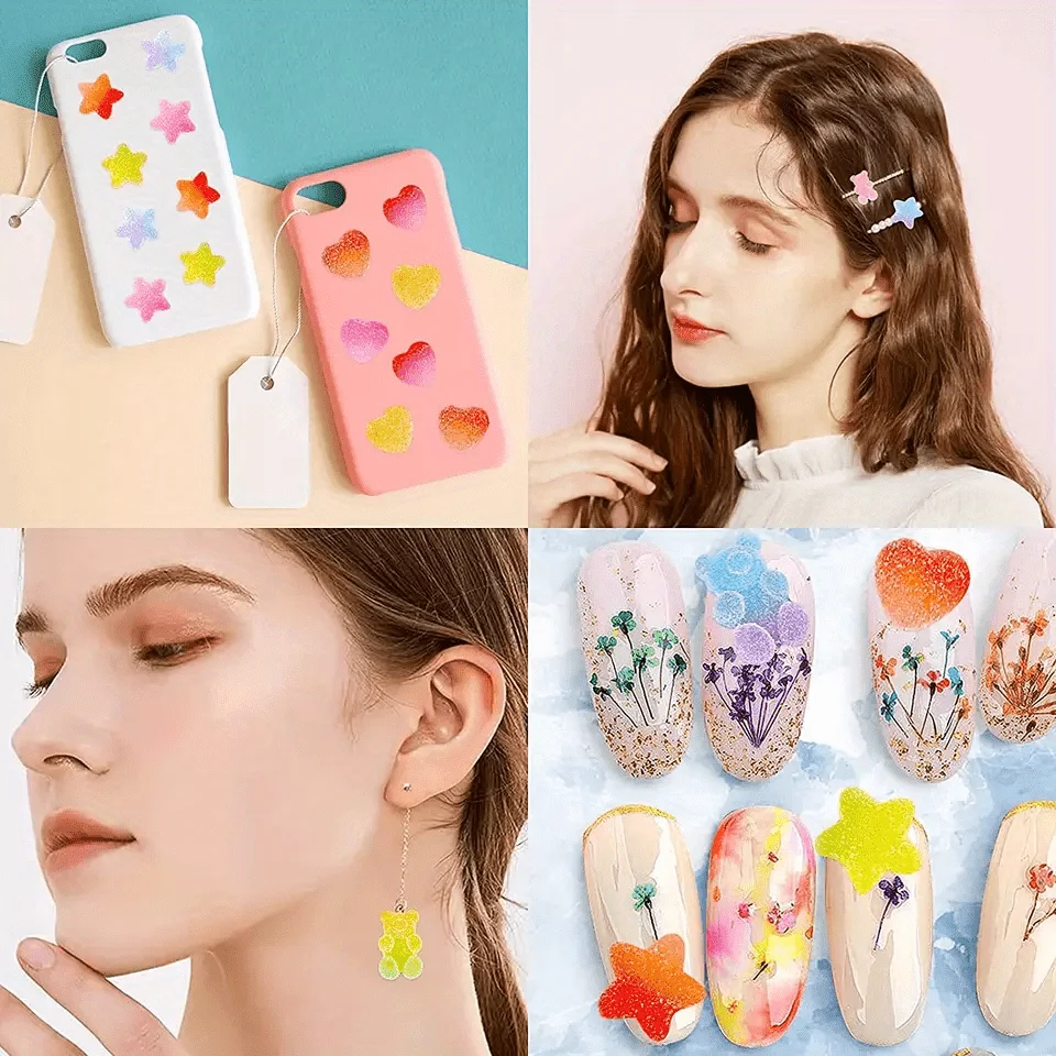 50개 모듬 캔디 참 - DIY 공예, 휴대폰 케이스 및 네일 아트용 소프트 젤리 설탕 수지 플랫백 비즈