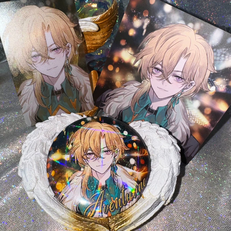 Honkai:Star Rail Aventurine Acheron Black Swan Original 3 Pz/Set Fanworks Square Card + Carta Trasparente + Circle Badge Fans Gifts