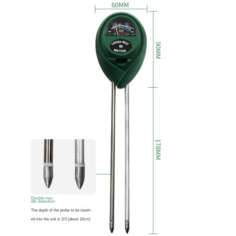 3 In 1 Soil PH Sunlight PH Meter Tester Garden Soil Moisture Sensor Flowers Meter Plants Acidity Humidity Monitor Detector