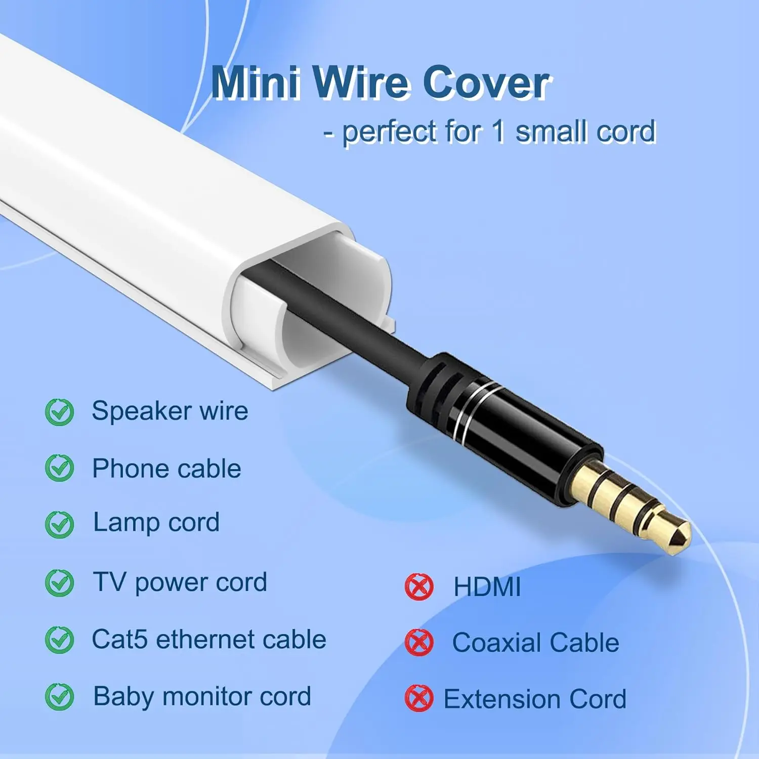 62.8 Inch Cord Hider Wall Paintable Wire Cover TV Cable Channel Cable Concealer - View #4