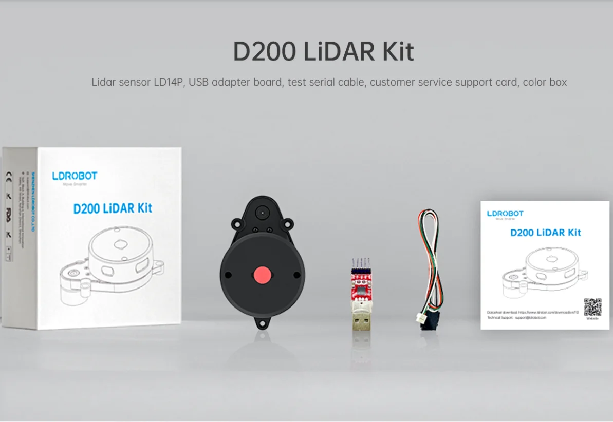 ldrobot-ld14-d200-kit-lidar-single-line-laser-radar-ranging-indoor-and-outdoor-slam-construction-drawing-support-ros1-and-ros2