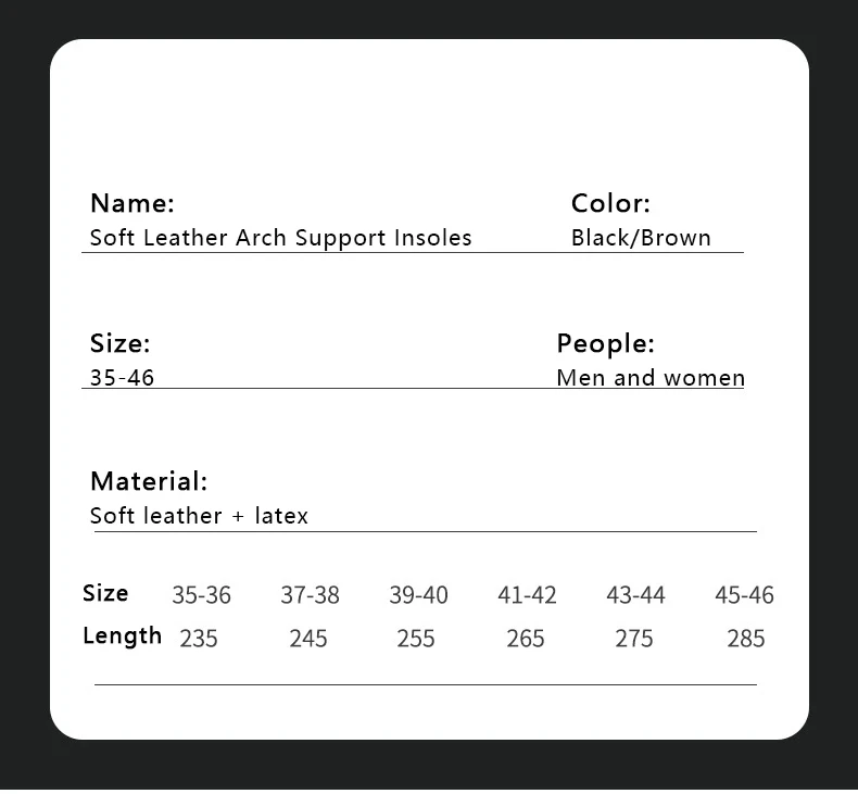 1 paar Leder Orthopädische Einlegesohlen Arch Support Einlegesohle Plattfüße Plantarfasziitis Schuh Pads Qualität Leder Deodorisierung Schuh Sohle – Detail 9