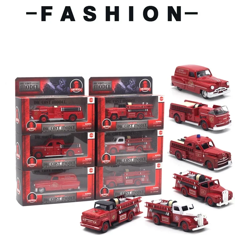 1個6モデル1:43合金レトロ消防車モデルのおもちゃの車のモデル車