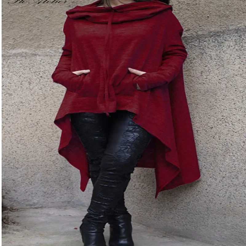 

Korean Clothing Women's Solid Color Hoodie Asymmetric Long Sleeve Sweatshirt Dress Japanese Y2k Elegance Wednesday Pullover Top