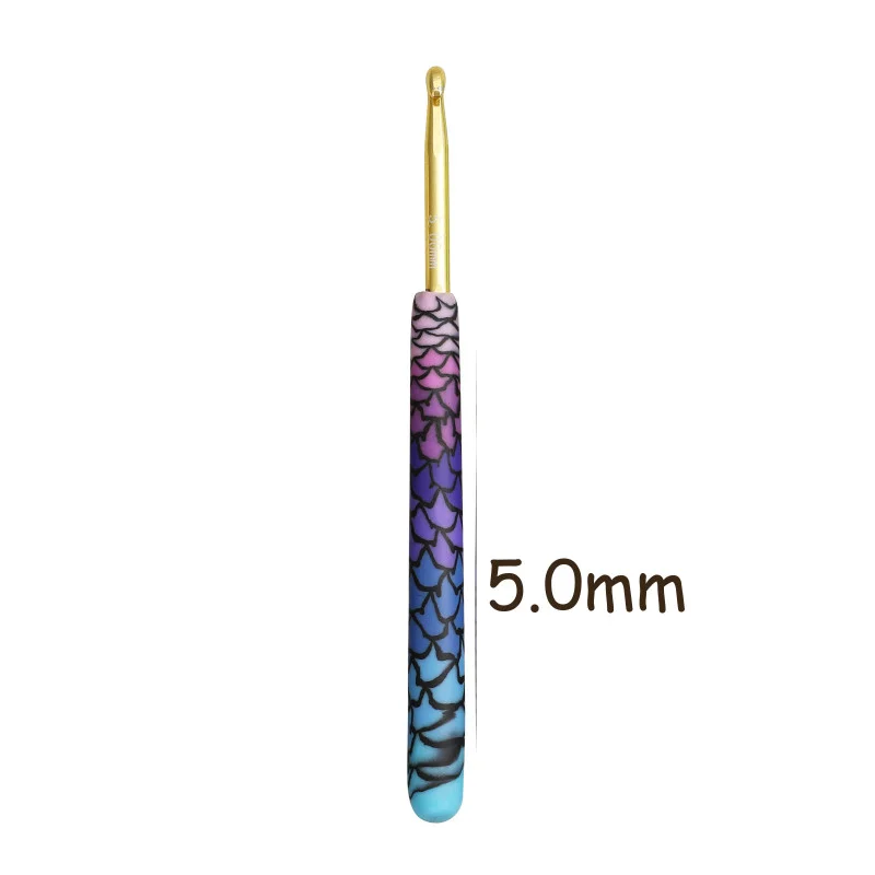 Hot 1 pcs Purple Mermaid Crochet Hook Aluminum Head DIY Handmade Craft Yarn Crochet Needle Crochet Supplies 2.25mm-8.0mm