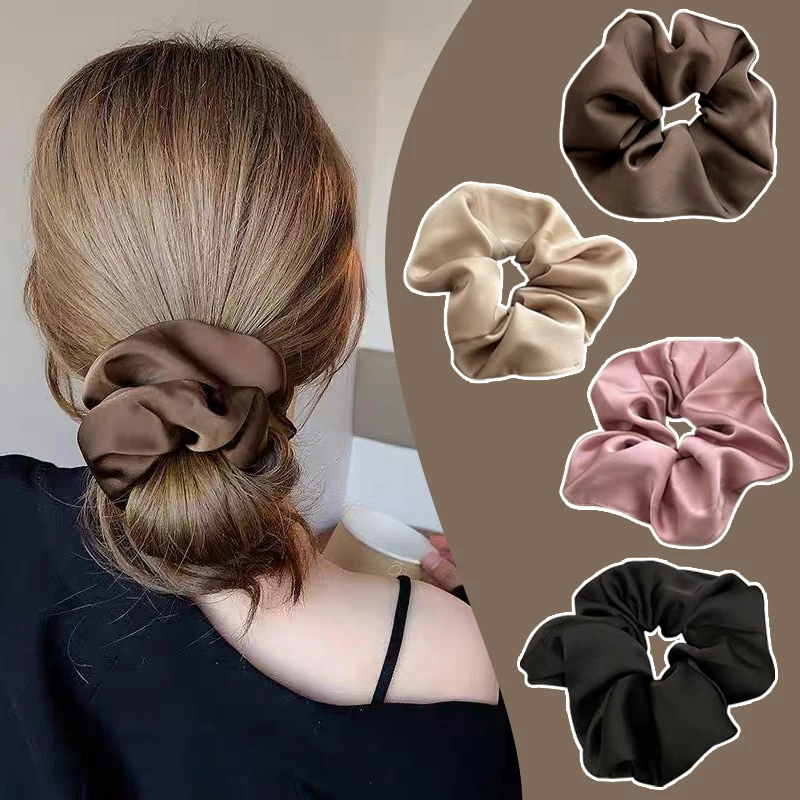 Retro Elegant Solid Color Silk Intestine Hair Ring Hair Band Elastic Bands Girls' Women Accessories Ponytail Holder