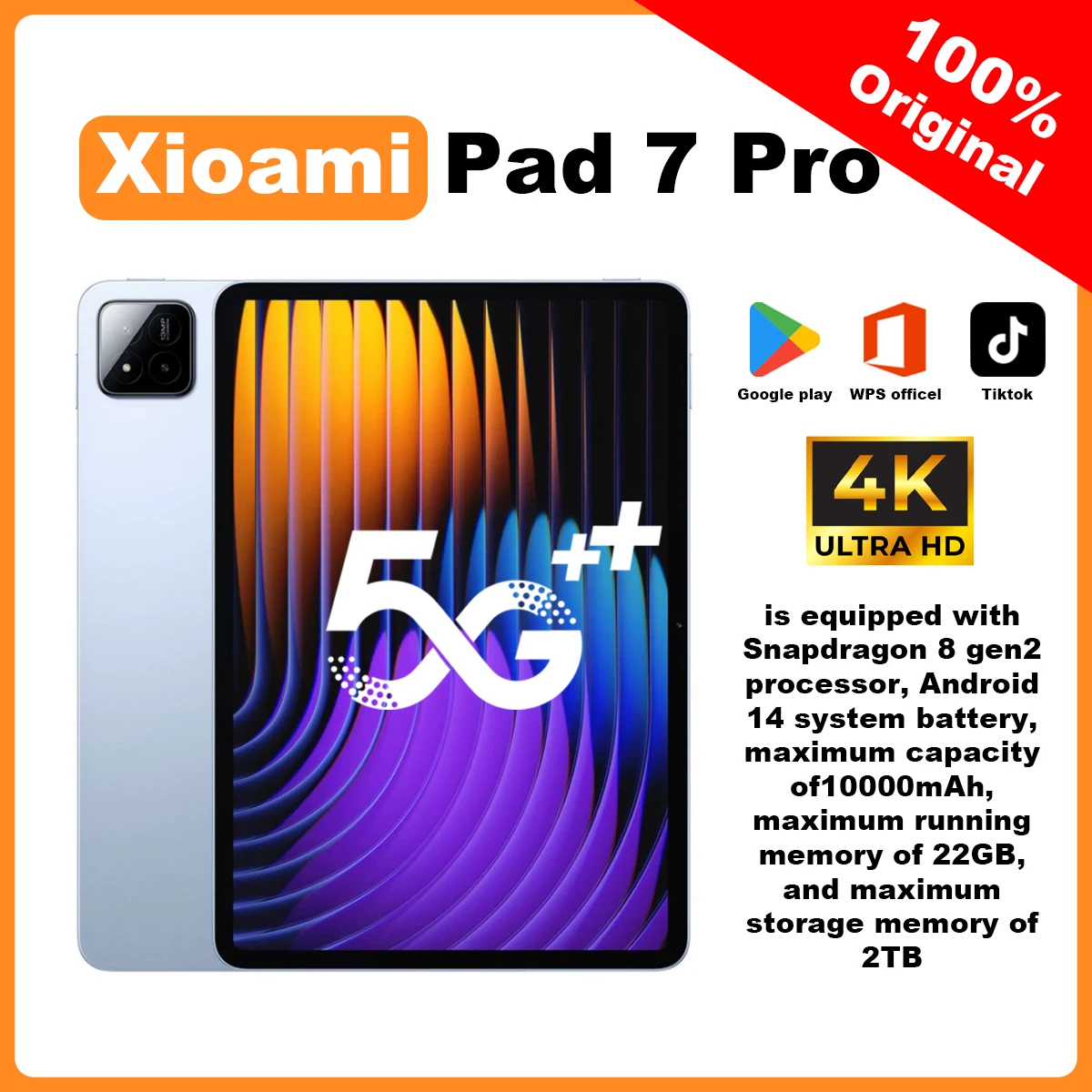 Graphics Tablet Monitor MI Pad 7 Pro Tablet 11inch Snapdrago 8gen2 HD 4K Android 14 16GB+1T 10000mAh 5G Dual SIM WiFi GPS Tablet PC