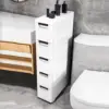 5 Drawer Narrow Slim Plastic Storage Cabinet Storage Drawer with 4 Wheels 5 Tier Drawers Dresser White Fabric Organizer Wardrobe 4