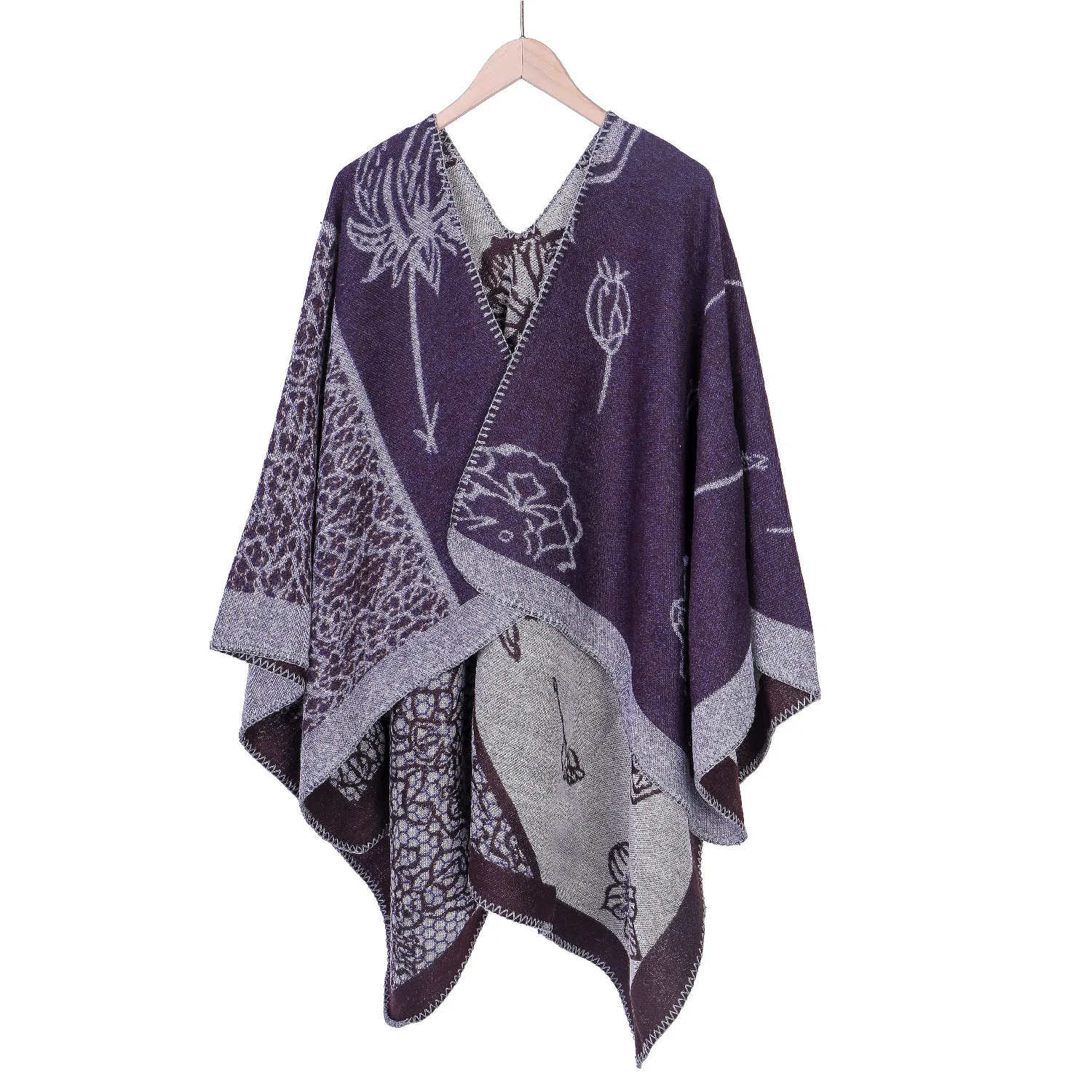 Autumn and Winter European Street Flower Pattern Fashion Warm Imitation Cashmere Shawl