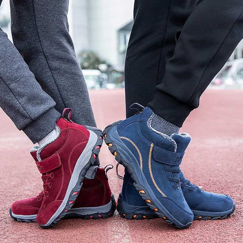 

Winter Warm Velvet Walking Shoes for Middle-aged and Elderly People Non-slip Women Men Boots Plush Leather Waterproof Sneakers