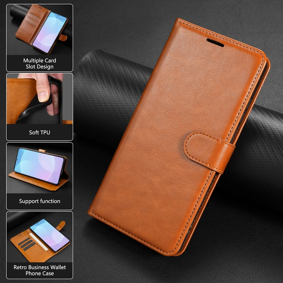 Leather Wallet Magnetic Flip Case with Card Slot