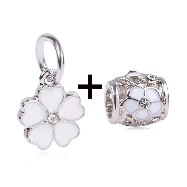 New Design White Heart Charm Beads Pendant Fit European Style Brand Bracelets Necklaces For Women Jewelry Making