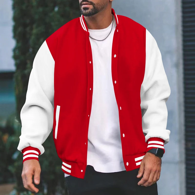 Men's Modern Color Block Bomber Jacket - Casual Baseball Collar, Stretch Comfort, Easy-Care for Spring/Fall аэратор al ko comfort 38 p combi care 112799 бензиновый