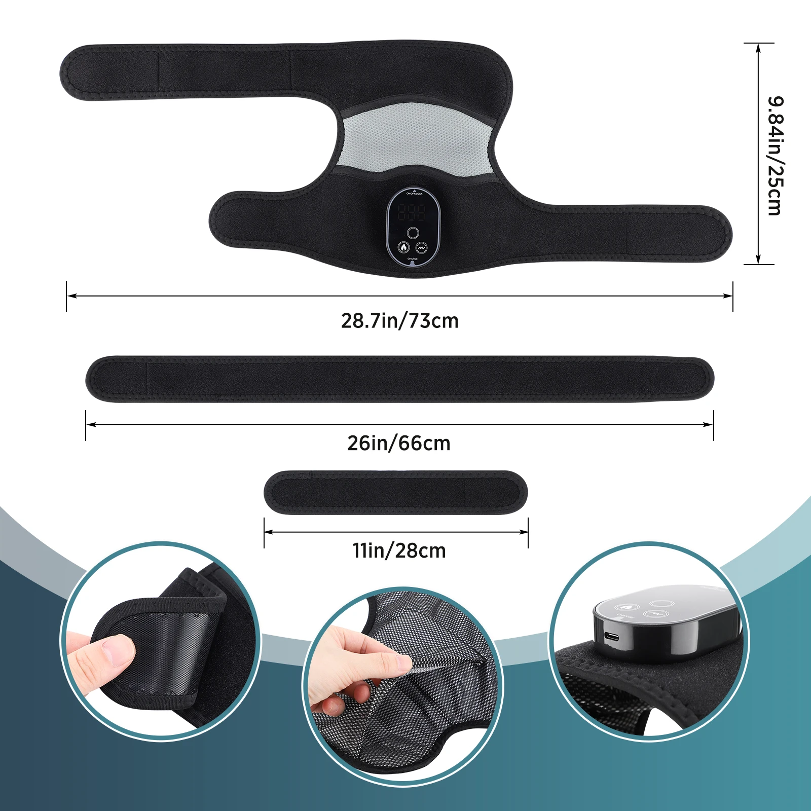 3-in-1 Cordless Heating Knee Massage Hot Compress 6 Levels Heating Wrap Warm Timing Shoulder Elbow Pad Support Belt