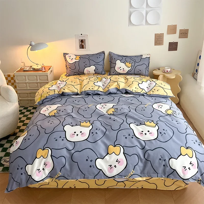 

Duvet Cover Set Buffing Twin Kawaii Comforter Summer Cartoon Bedding Linen Cute Sheets Teddy Bear Duvet Cover Queen Size