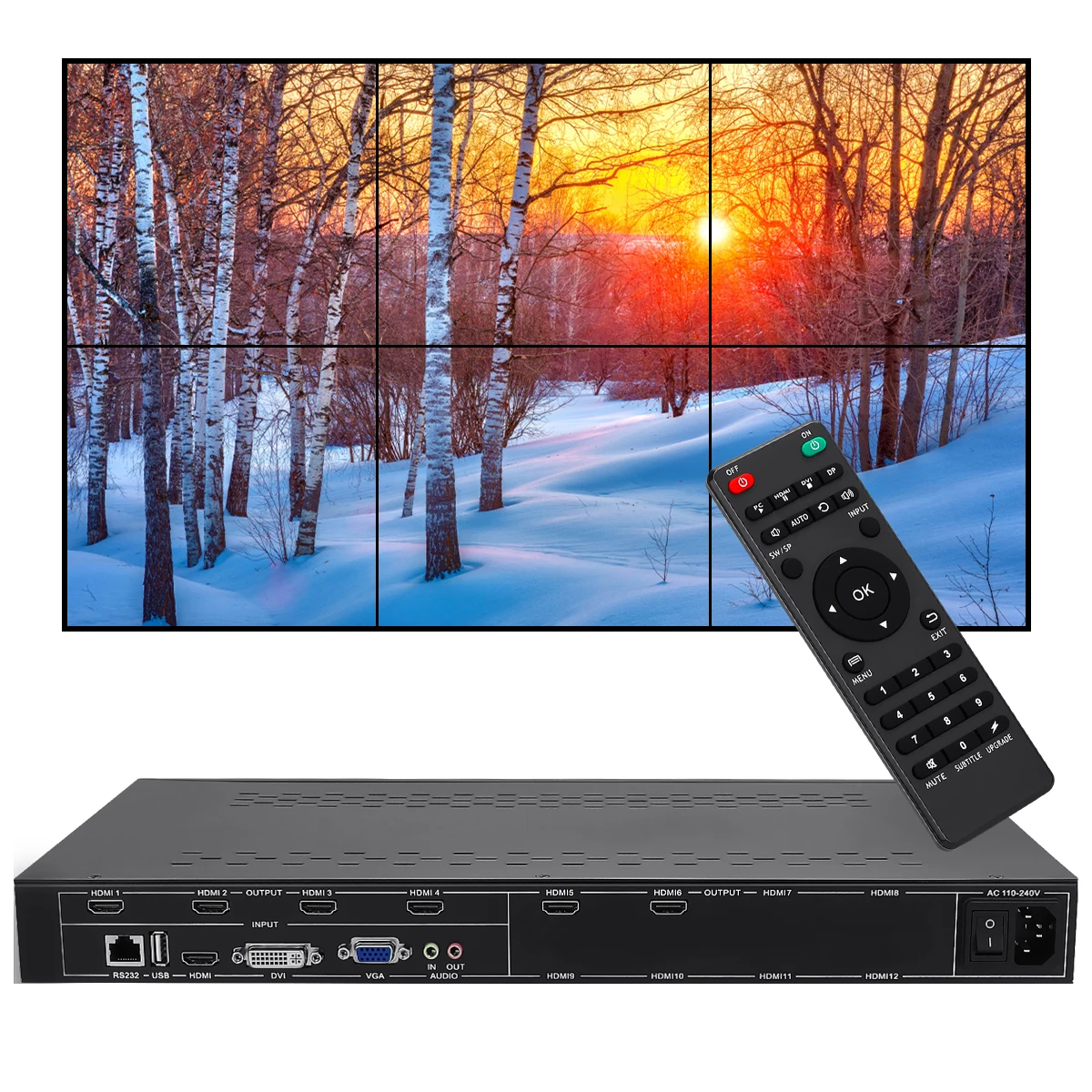 

6 Channel TV Video Wall Controller 2x2 2x3 3x2 HDMI DVI VGA USB Video Processor