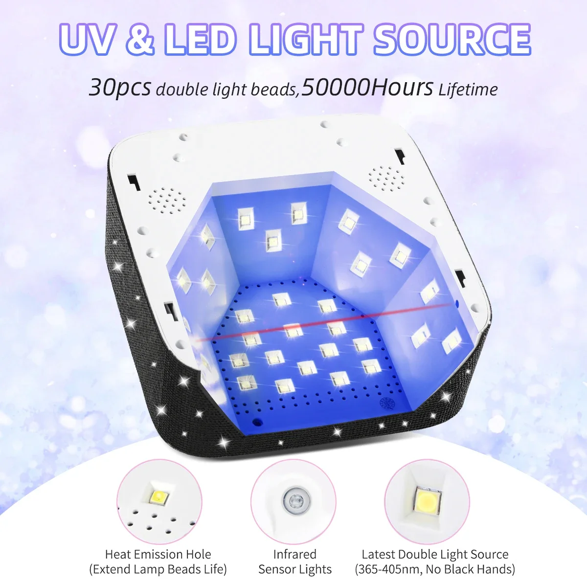 UV LED Nail Lamp Nail Art Lamp with Diamonds Cordless UV Cabin for Nails Manicure Lamp with 5 Timer Settings Nail Light Tools 3