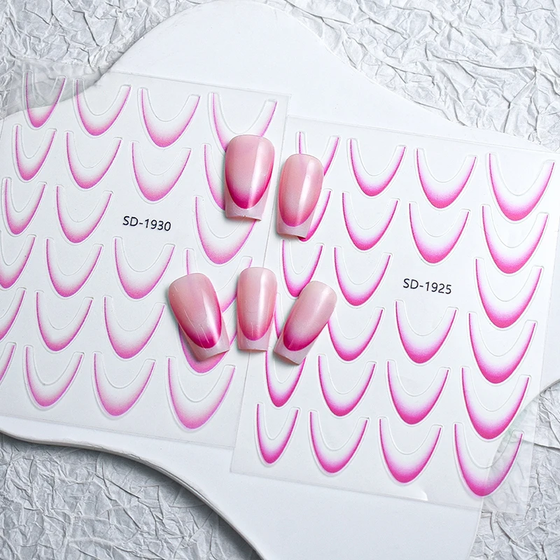 Nail Stickers French Line 3D Nail Stickers Self-Adhesive Sliders Manicure Y2K French Nail Art Decoration Decal