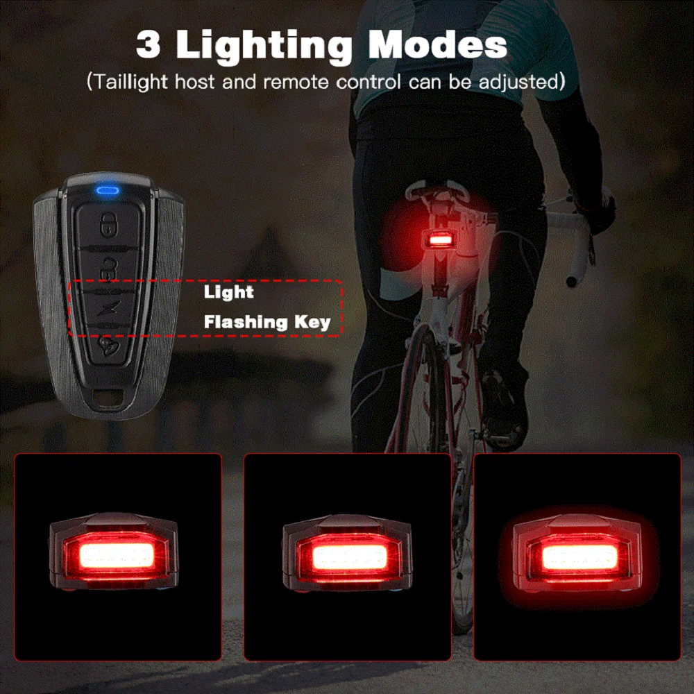 Hollarm Bicycle Light Anti Theft Alarm Wireless Waterproof Auto Brake Sensing Remote Control USB Bike Taillight Horn Lamp Alarm