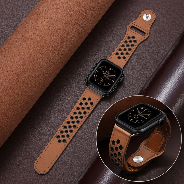 Leather Apple Watch 4 Band 44mm Women  Apple Watch Brown Leather Band -  New Sports - Aliexpress