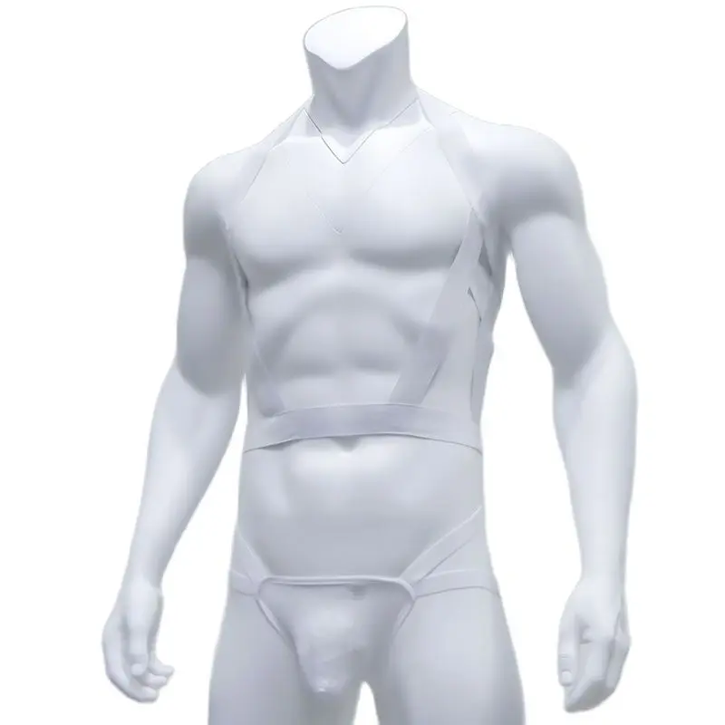 CLEVER-MENMODE Elastic Bondage Harness Mens G-string Thongs Set Body Chest Costume Strap Lingerie Jockstrap Halter Neck Costumes cosplay costume mens bondage lingerie sexy fetish wear