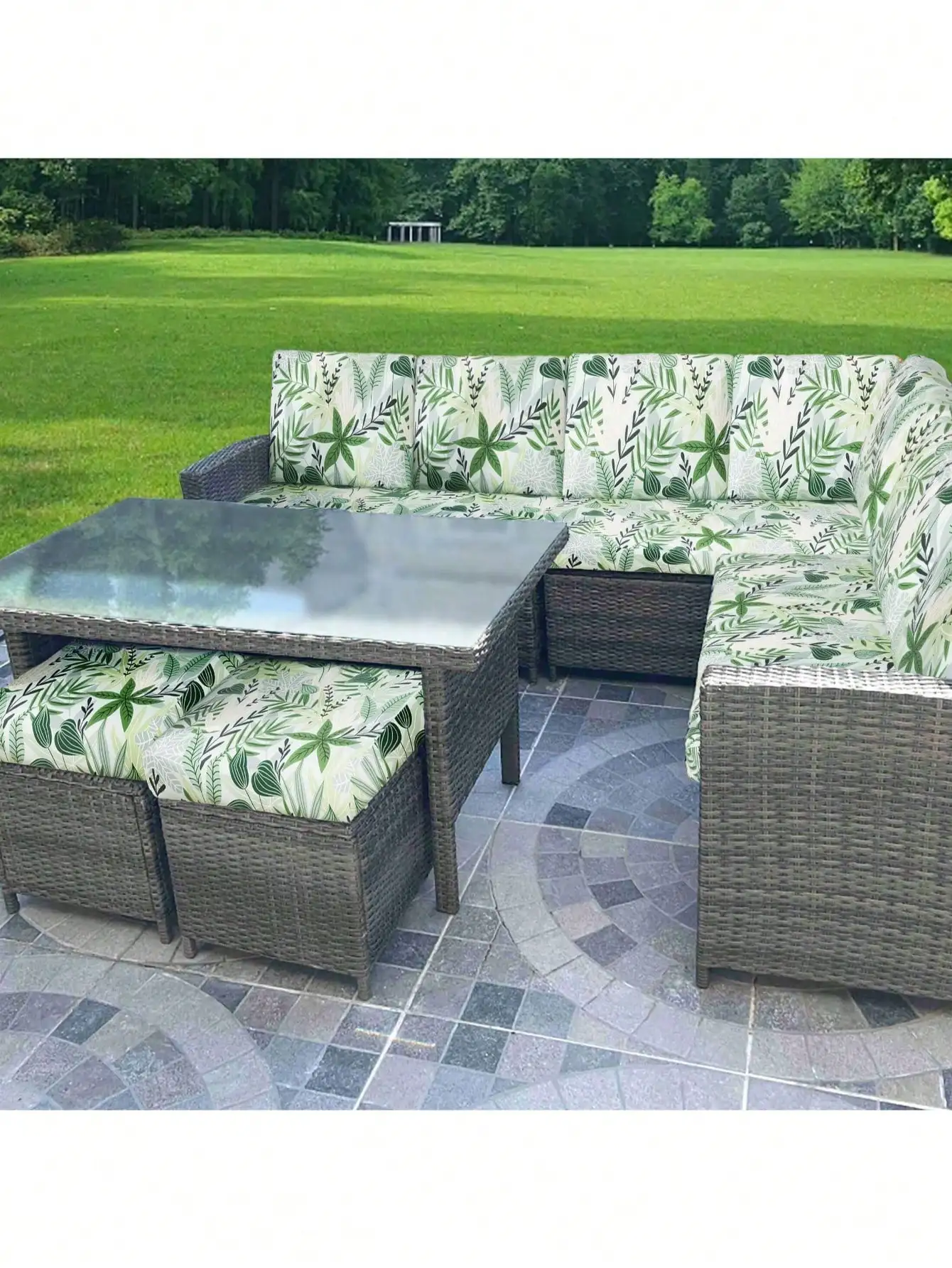 Outdoor Tropical Print Sofa Cushion Cover Image 9
