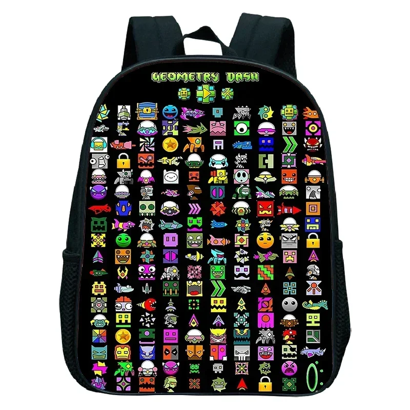 Angry Geometry Dash Kindergarten Backpacks Boys Girls Rucksack Anime Small Bookbag Kids Cartoon School Bags Children Backpack 5