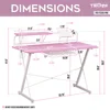 Techni Sport TS-200 Carbon Computer Gaming Desk with Shelving, Pink 3