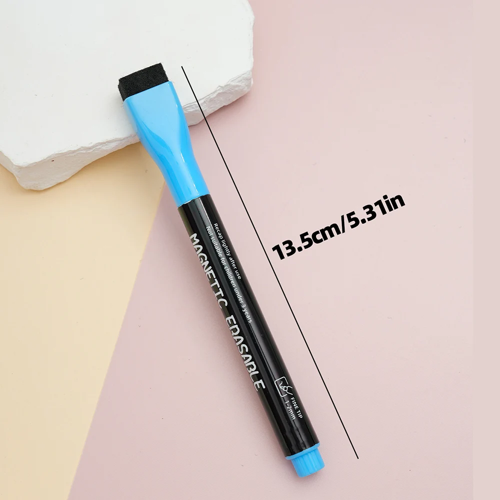 12pcs 자기 지울 수있는 마커 건조 지우기 형광펜 펜 달력 계획 보드 화이트 보드 창 마킹 냉장고 펜