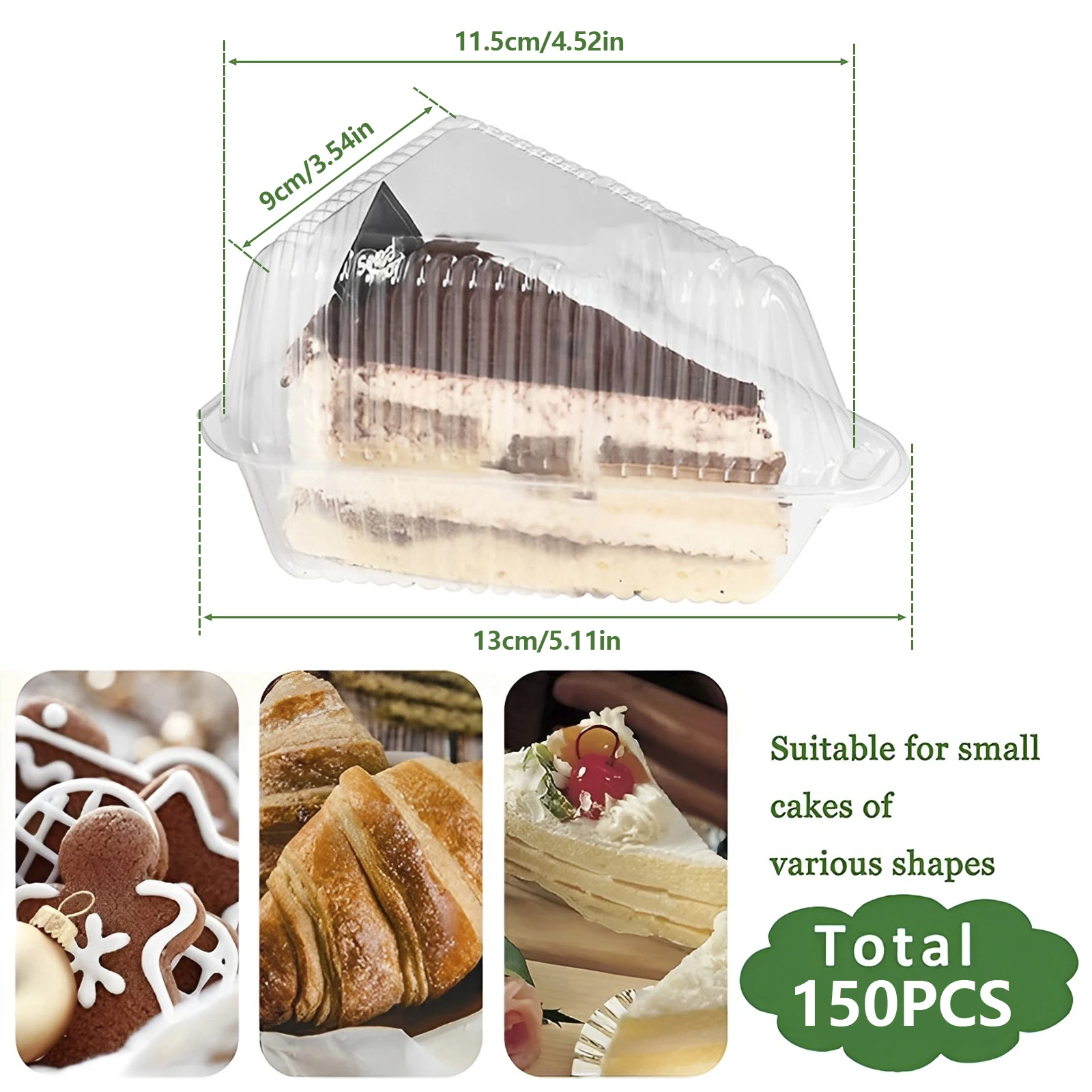 100/150Pcs Cake Slice Container Clear Triangle Dessert Box Reusable Food Packing Box Plastic Mousse Cheesecake Take Out Box