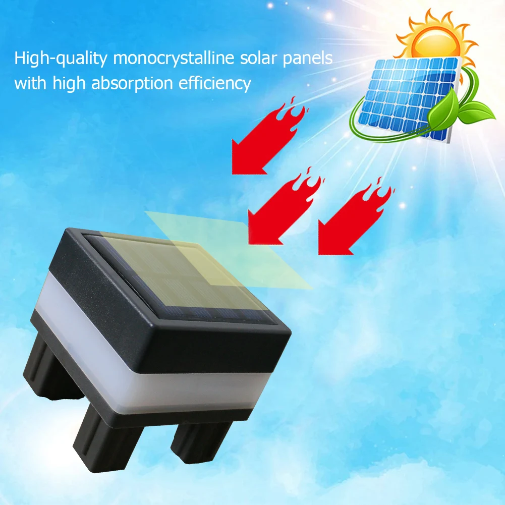 LED Solar Fence Street Lamp Easy Installation Waterproof Square Column Lamp Automatic Glow Lawn Walkway Lighting for Home Garden