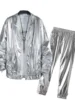 Men's Sets Shiny Metallic Suits Adult Disco 2 Piece Outfit Jacket Pants Halloween Dress Up Nightclub Dance Rave Cosplay Costume 6