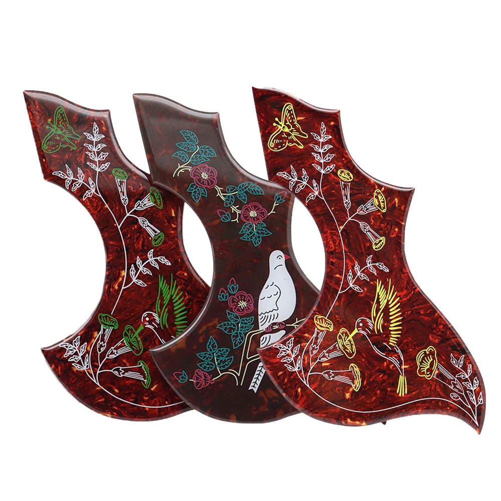 1R Hummingbird Flower Dekoratives Celluloid- und Kristall-Epoxidharz-Gitarren-Schlagbrett, kratzfeste Platte für Folk-Akustikgitarre