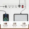L Shaped Gaming Desk, Gaming Desk with Power Outlets and LED Strip, Monitor Shelf, Keyboard Tray, Pegboard and Storage Shelves 6