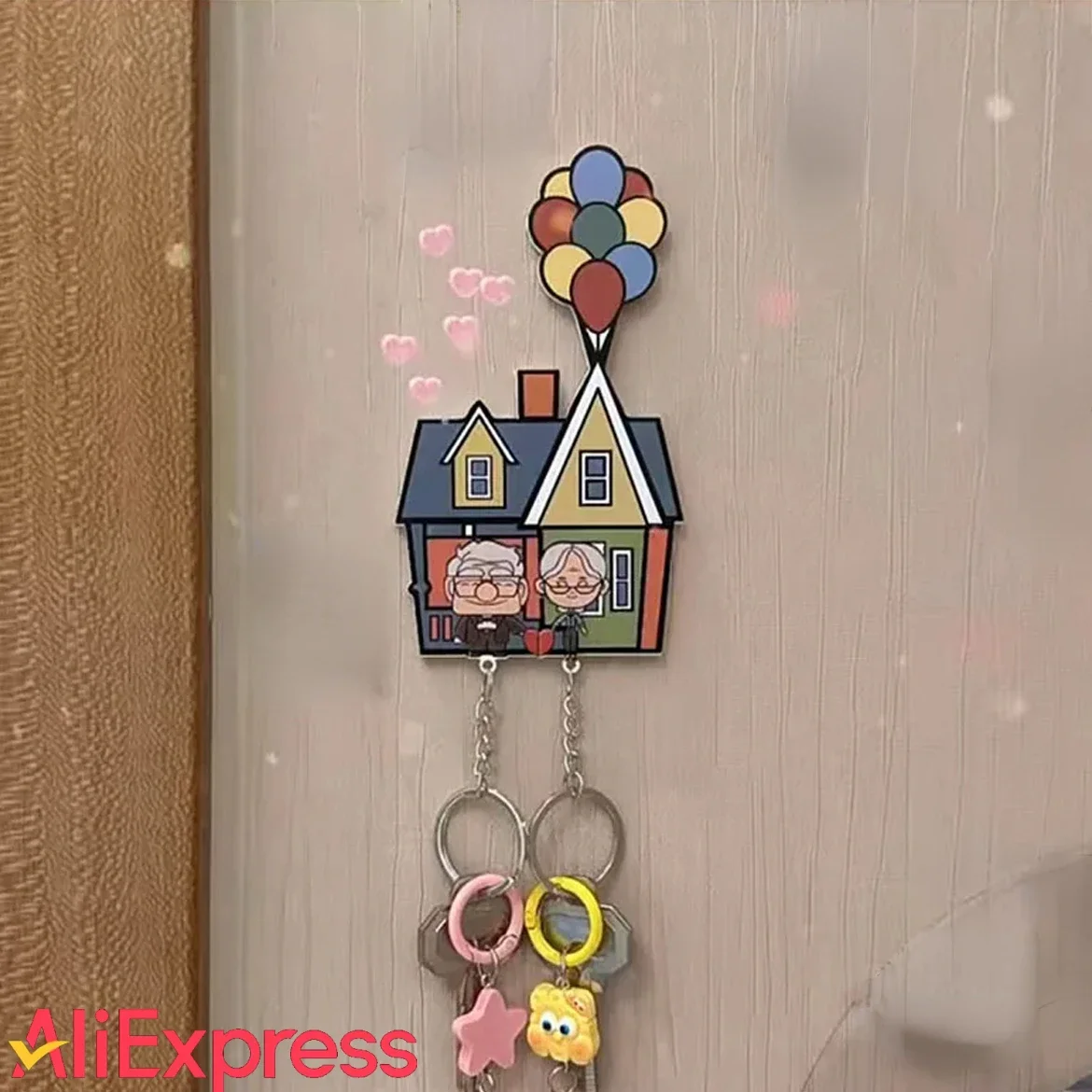 Key Holder 1PCS Couple Wall Anti-Loss Pendant Lover Chain Home Decor Refrigerator Sticker Storage