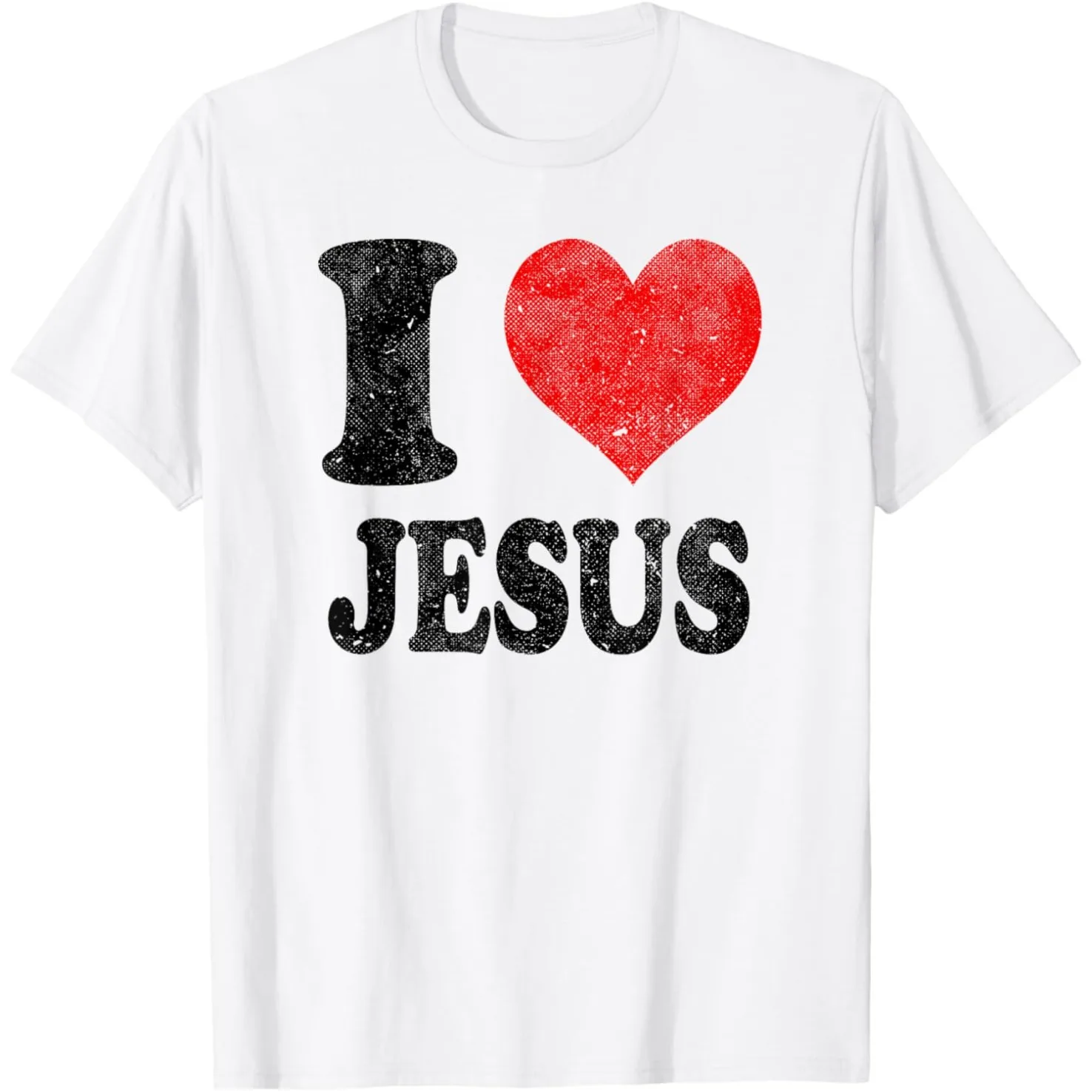 Lustiges „I Love Jesus“ Vintage Grafik-T-Shirt für Männer und Frauen aus Reiner Baumwolle, Humorvolle Streetwear, Kurzarm Unisex Loose-Fit Kleidung