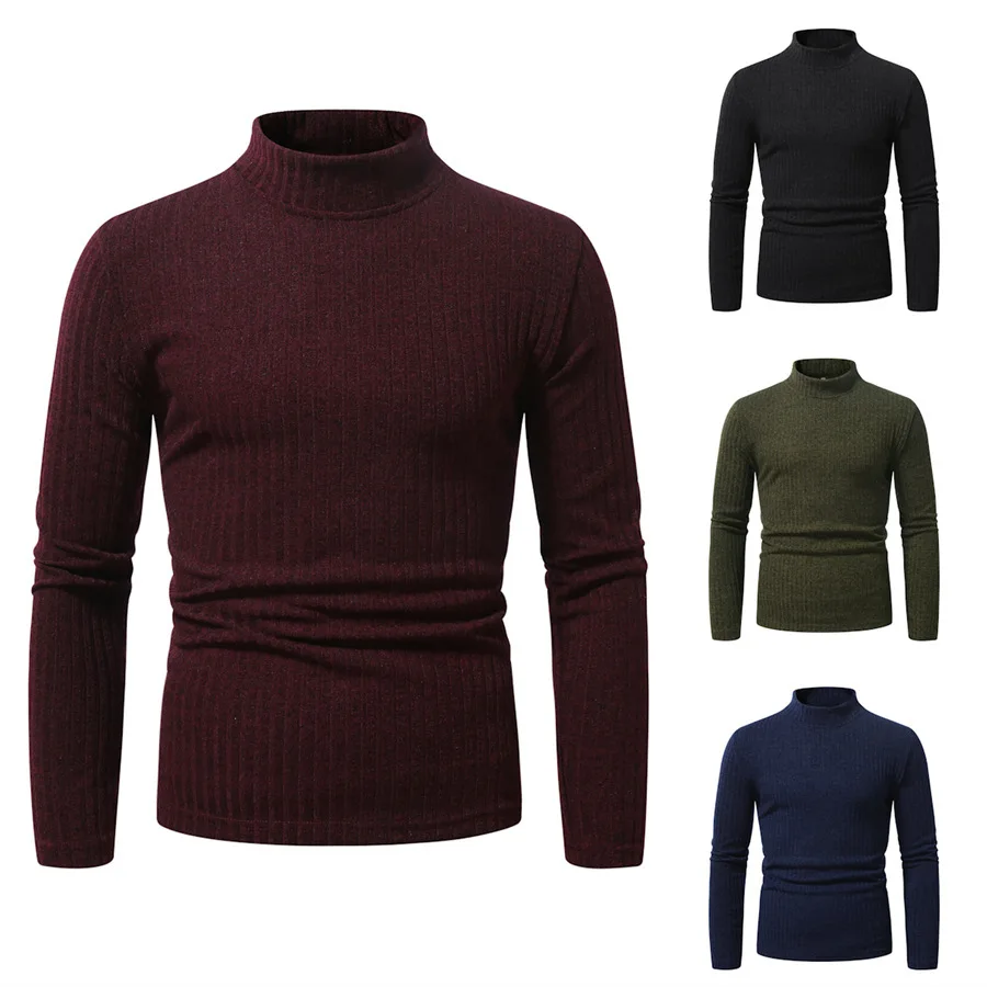 Men Autumn Winter Knitted Turtleneck Pullover Sweater